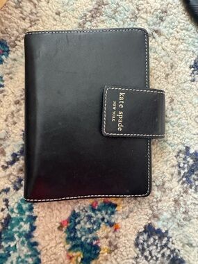 Kate Spade Black Leather Snap-Closure Planner